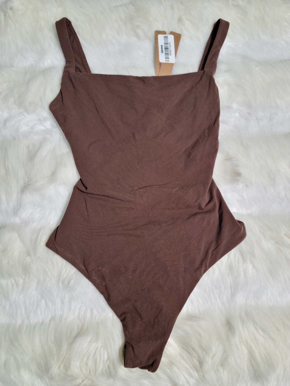 SKIMS Fits Everybody Square Neck Bodysuit Brown Cocoa Women XXS NEW